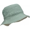 Muntgroen/ecru gestreept zonnehoedje - Sander reversible seersucker sun hat peppermint/sandy